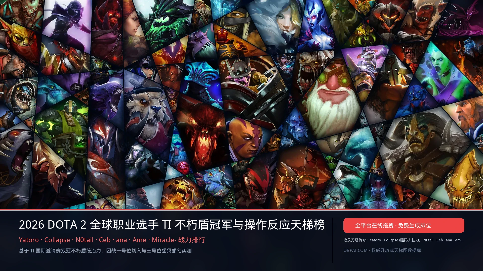 2026年DOTA2选手排行榜 - 天梯图与数据榜单