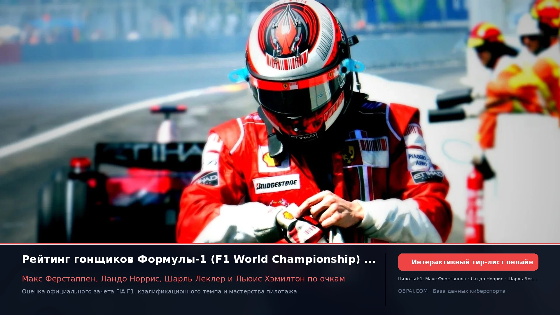 Рейтинг пилотов F1 - 天梯图与数据榜单