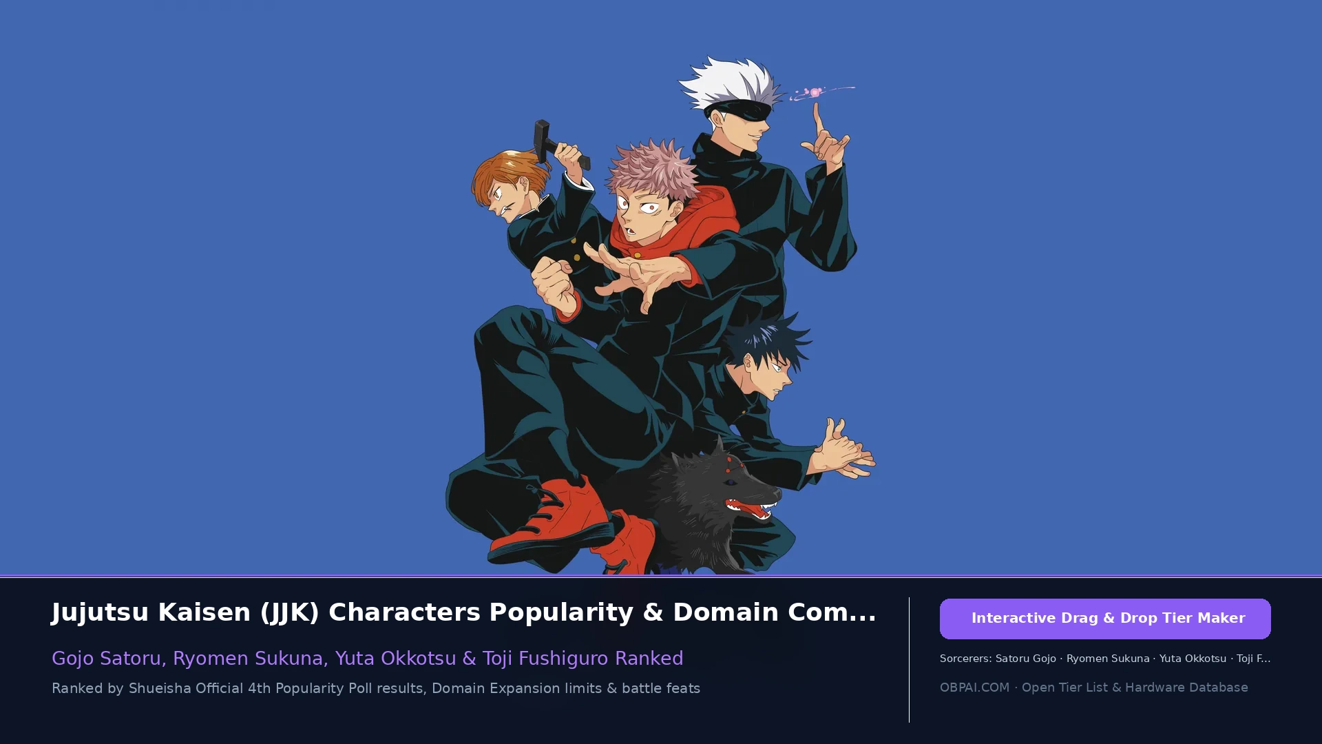 Jujutsu Kaisen Character Rankings - 天梯图与数据榜单