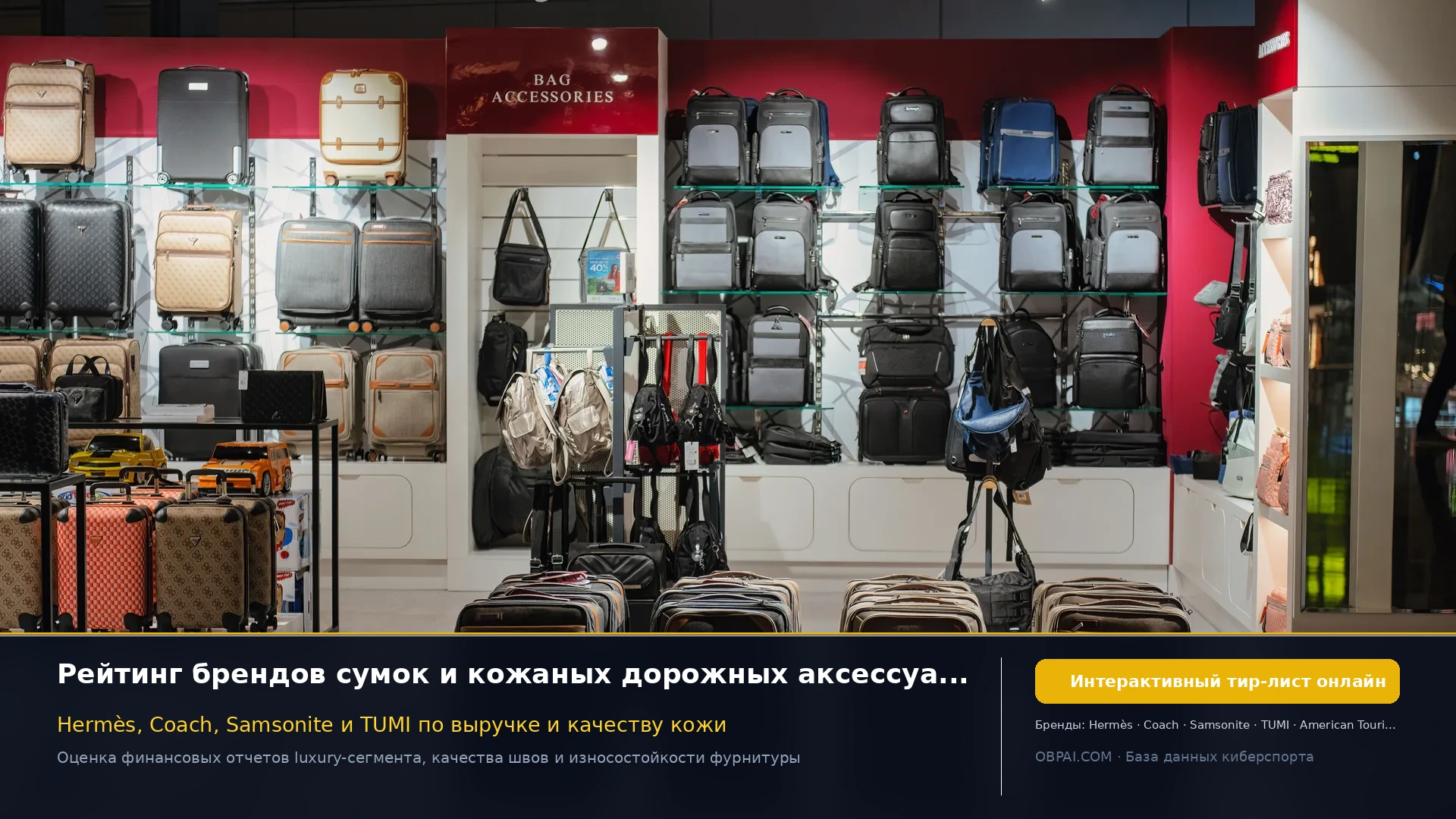 Глобальные бренды багажа и сумок 2026 - 天梯图与数据榜单