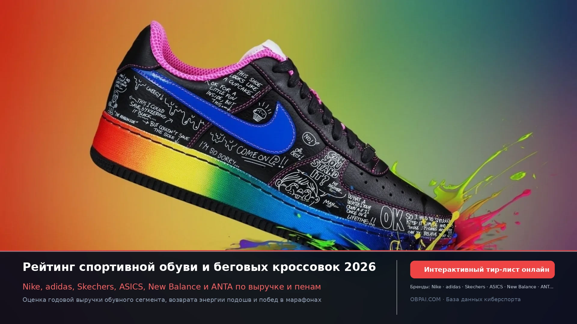 Глобальные бренды спортивной обуви 2026 - 天梯图与数据榜单