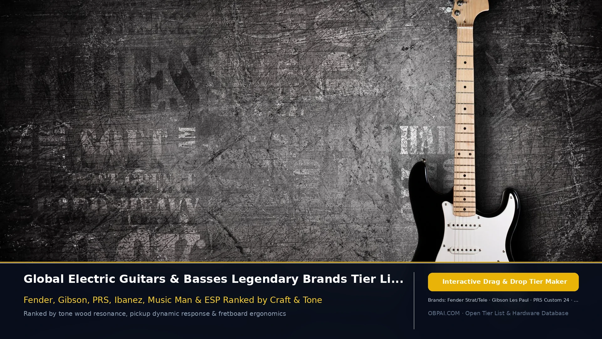 Global Electric Guitar & Bass Brands Tier List 2026 - 天梯图与数据榜单
