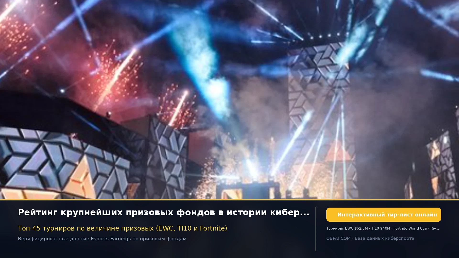Рейтинг призовых фондов киберспорта - 天梯图与数据榜单