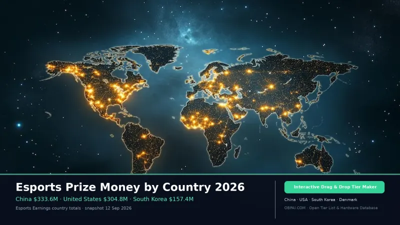 Esports Prize Money by Country 2026
