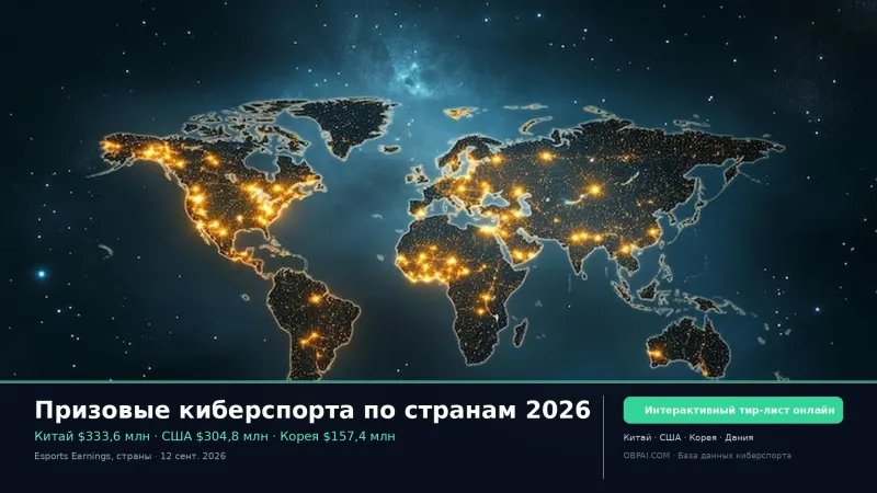 Призовые киберспорта по странам 2026