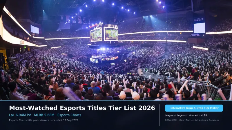 Most-Watched Esports Titles Tier List 2026 - 天梯图与数据榜单