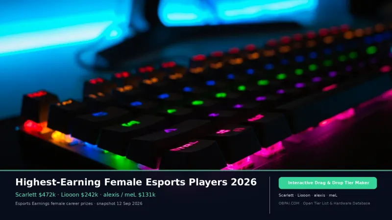 Highest-Earning Female Esports Players 2026 - 天梯图与数据榜单
