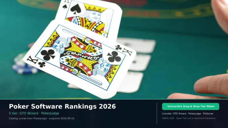 Poker Software Rankings 2026 - 天梯图与数据榜单