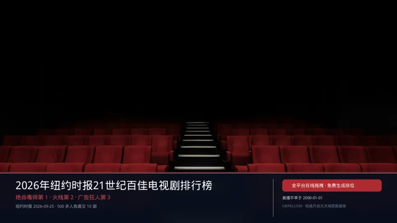 2026年纽约时报21世纪百佳电视剧排行榜 - 天梯图与数据榜单