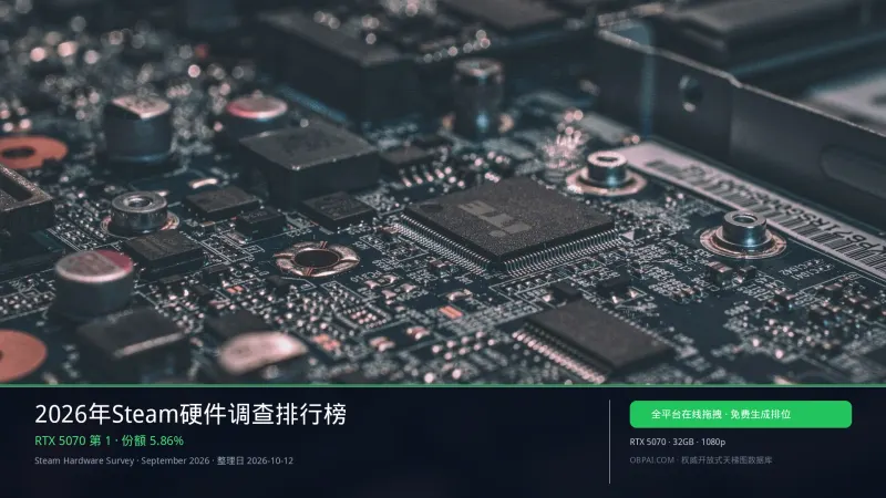 2026年Steam硬件调查排行榜 - 天梯图与数据榜单