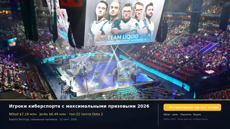 Игроки киберспорта с максимальными призовыми 2026