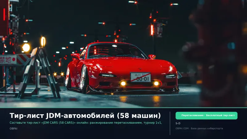 Тир-лист JDM-автомобилей (58 машин)