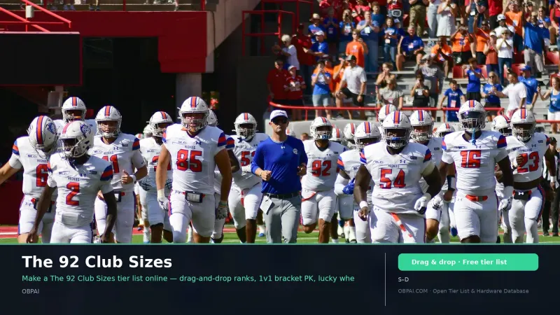 The 92 Club Sizes