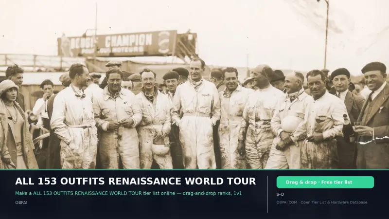 ALL 153 OUTFITS RENAISSANCE WORLD TOUR