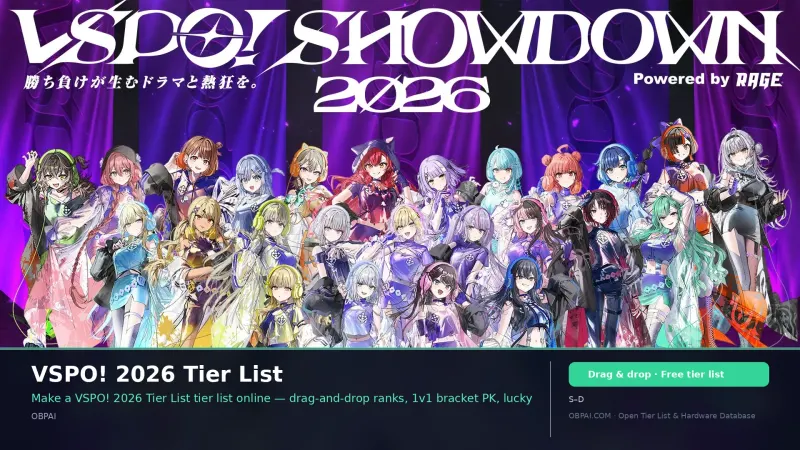 VSPO! 2026 Tier List