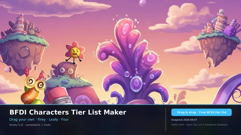 BFDI Characters Tier List Maker